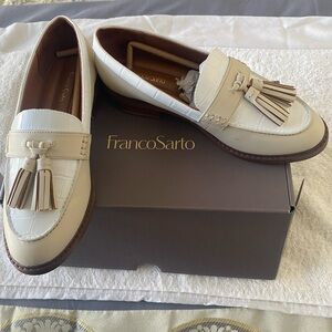 Franco Sarto Cream Tassel Flats Sleek Loafers